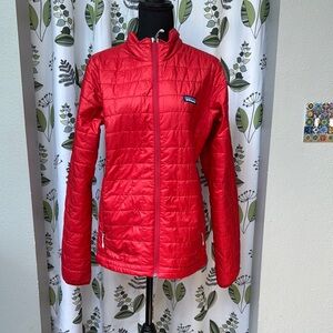 Patagonia Red Puffer Jacket with Quilted Design